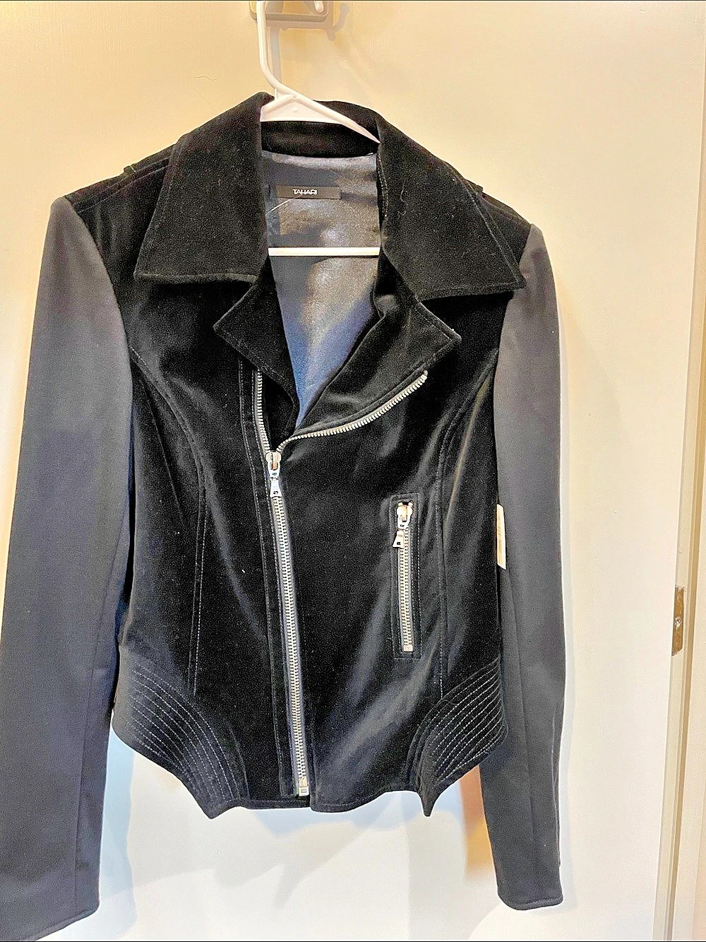 TAHARI Kitty Jacket Black Leather Jacket Size 12